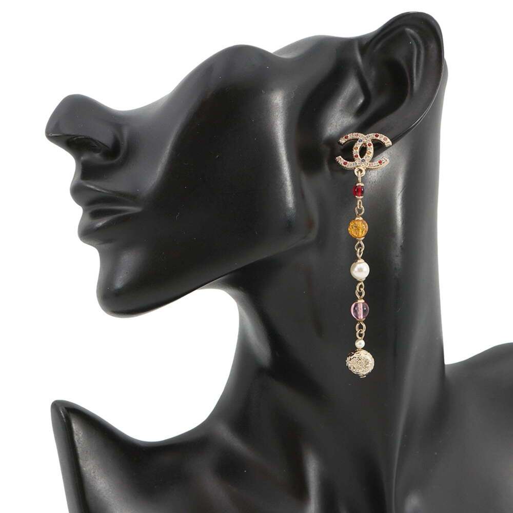 CHANEL Authentic Gold Pearl Logo Earrings - Picture 4 of 8